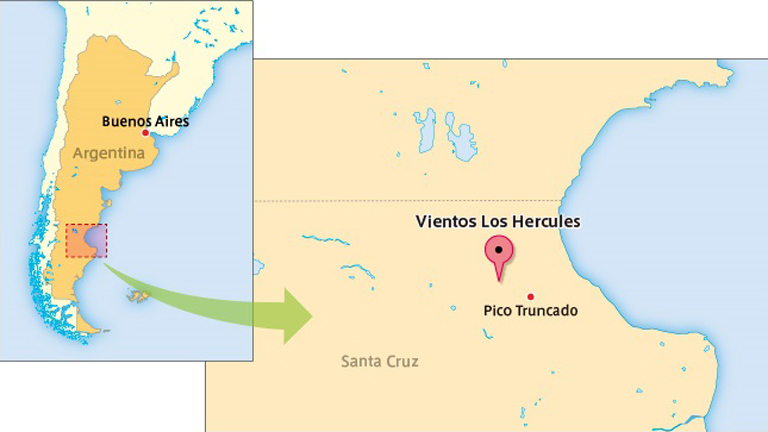 Vientos Los H&eacute;rcules S.A.風力発電所在地