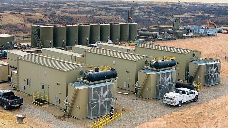 Crusoe Energy社 ノースダコタ州ウィリストン盆地の油田での事業風景